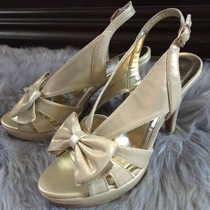 Rampage peep toe heels with bow